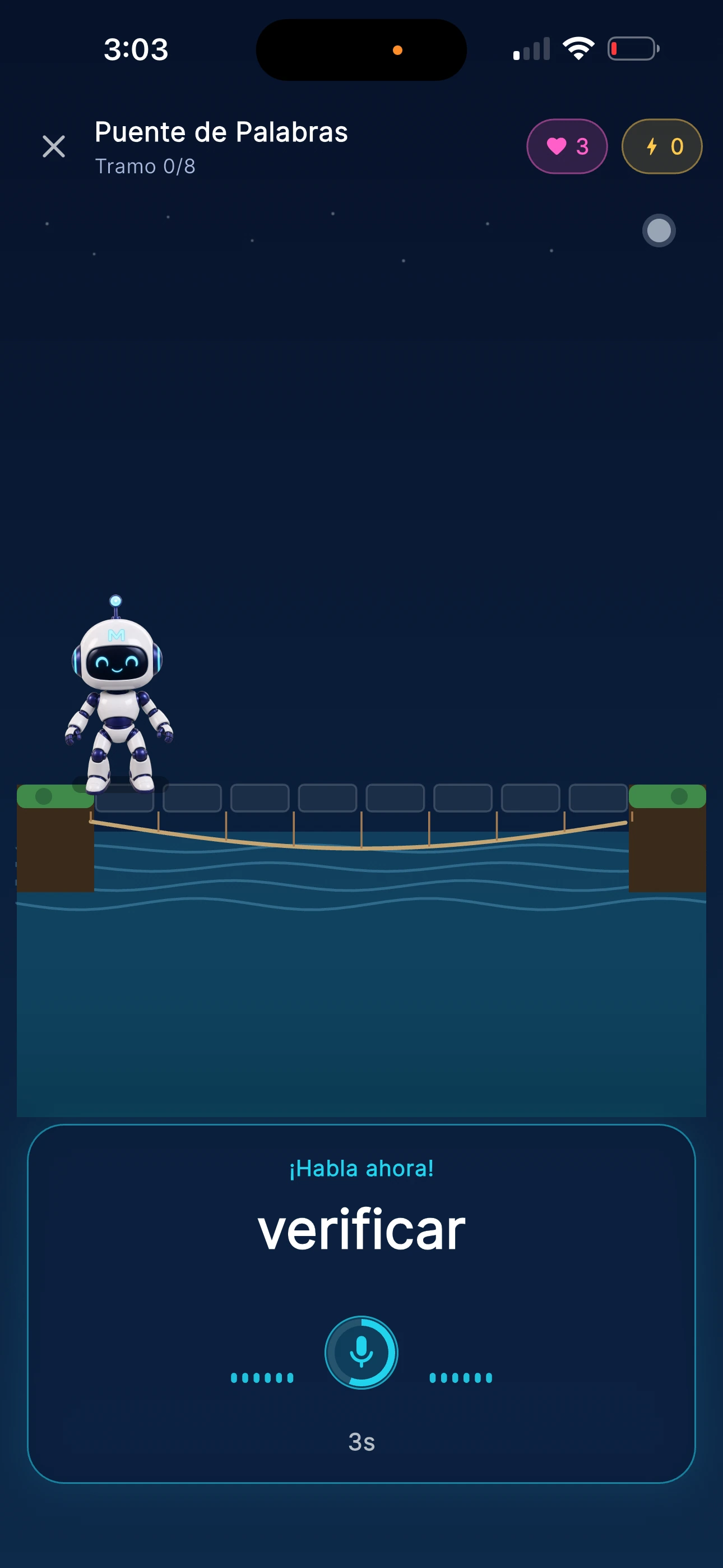 Pantalla de Puente de Palabras en Micalia AI